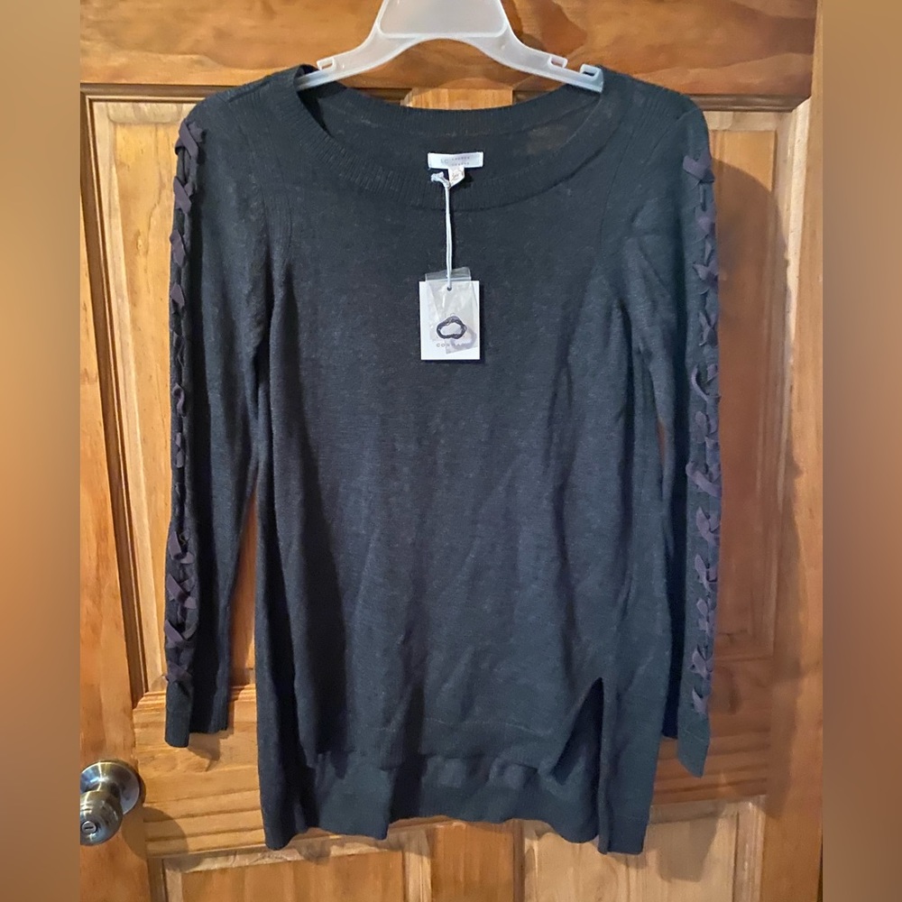 Charcoal gray lace up tunic